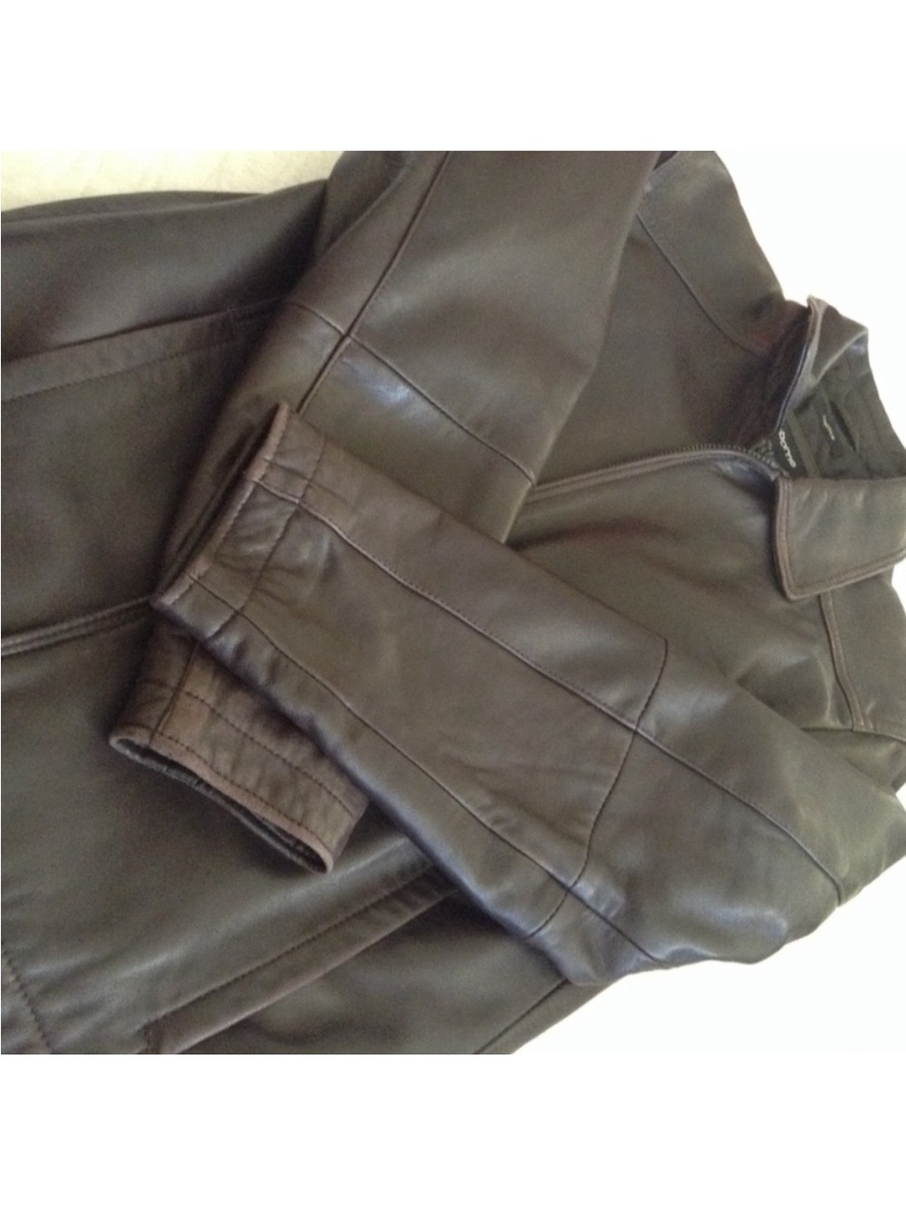 Claiborne Dark Brown Lambskin Leather Zip Bomber Jacket - Picture 5 of 13